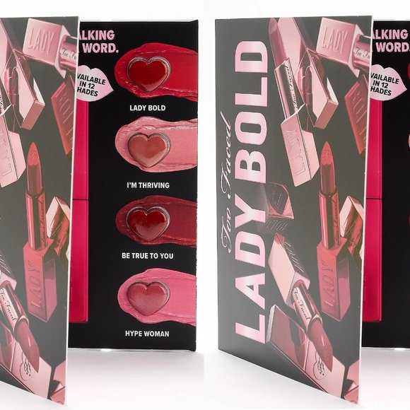 2 x Too Faced Lady Bold Lipstick 4 Samples Smooths Creamy Feather Resistence - Picture 1 of 9